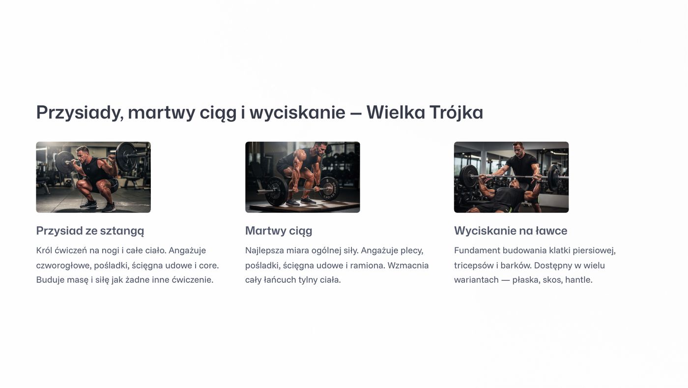 Wielka Trójka: przysiad, martwy ciąg, wyciskanie